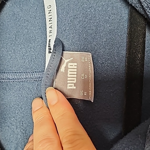 Puma Training XS navy blue zip up hoodie, neon pink/orange accents - Picture 2 of 15